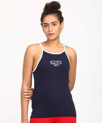 Fila Casual Noodle Strap Solid Women Dark Blue Top