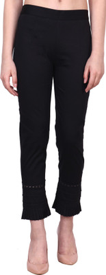 POPWINGS Regular Fit Women Black Trousers