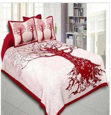 SAHI OVERSEAS 240 TC Cotton Double Printed Flat Bedsheet(Pack of 1, Red)