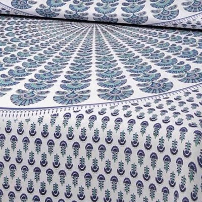 SAHI OVERSEAS 240 TC Cotton Double Printed Flat Bedsheet(Pack of 1, Blue)