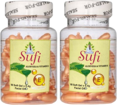 sufi Anti Wrinkle Serum Spot Acne Removing , Aloe Vera And Vitamin E , Anti-aging Whitening Facial Face Care Oil ( 60 + 60 Soft Gel Capsules ).(120 g)