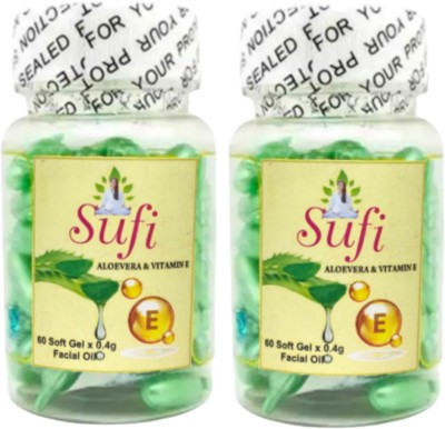 sufi Aloe Vera & Vitamin E , Anti-aging , Anti Wrinkle Serum Spot Acne Removing , Whitening Facial Face Care Oil ( 60 +60 Soft Gel Capsules ).(120 g)