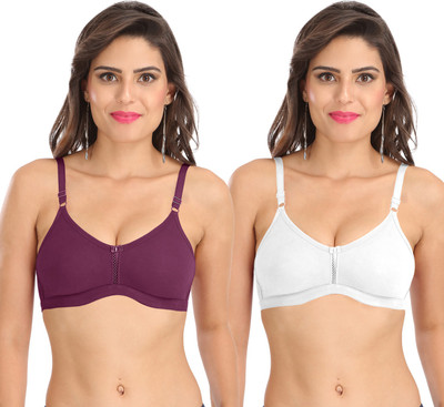 SONA Women T-Shirt Non Padded Bra(Purple, White)