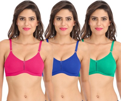 SONA Women T-Shirt Non Padded Bra(Green, Blue, Pink)