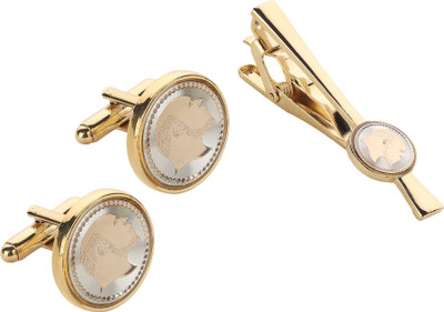 Paranoid Brass Cufflink & Tie Pin Set(Gold)