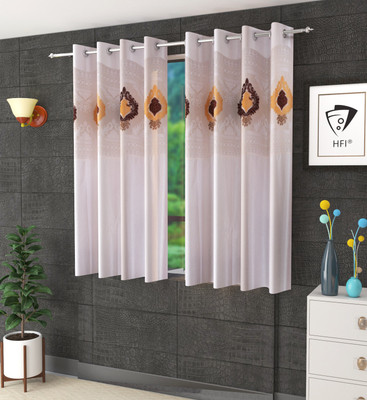 Homefab India 152.5 cm (5 ft) Polyester Window Curtain (Pack Of 2)(Embroidered, Cream)
