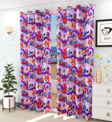 Homefab India 274.5 cm (9 ft) Long Door Polyester Semi Transparent Curtain (Pack Of 2)(Purple, Printed)