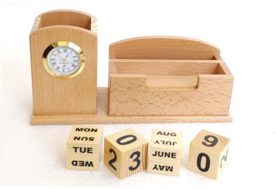 SMART WORLD 2 Compartments Wooden Pen stand(Wooden)