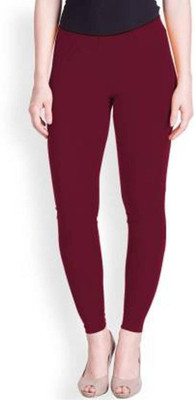 LUX LYRA Ankle Length  Western Wear Legging(Maroon, Solid)