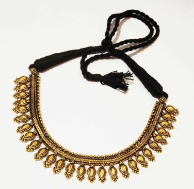 athizay Black Thread Antique Gold oxidised Necklaces golden finish Ethnic Choker Festival Thread Women Fashion Jewellery Brass Plated Brass, Fabric Choker