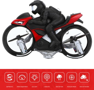 Akshat Flying Motorcycle RC Drone - 2 in 1 Land Air - Changed from a Drone to a MotorcycleRed