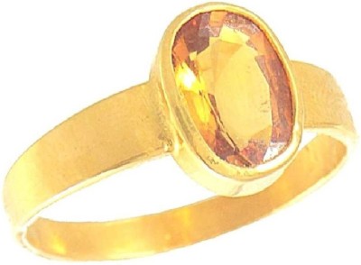 Jaipur Gems Jaipur Gems Natural Certified Yellow Sapphire (Pukhraj) ADJUSTABLE Panchdhatu Ring 10.25 Ratti for Men & Boys Alloy Sapphire Gold Plated Ring