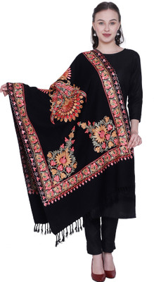 swi stylish Wool Embroidered Women Shawl(Multicolor)