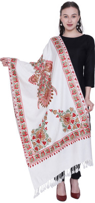 swi stylish Wool Embroidered Women Shawl(Multicolor)