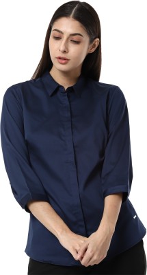 VAN HEUSEN Women Solid Casual Dark Blue Shirt