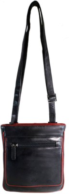 Leatherman Fashion Black, Red Sling Bag Genuine leather Black men's Sling Bag