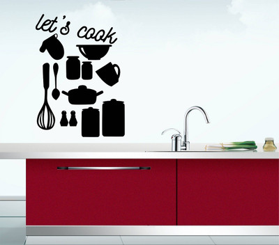 WALLDECORS 60.96 cm LETS COOK KITCHEN VESSELS IMAGE Self Adhesive Sticker(Pack of 1)