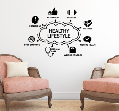 HAPPYSTICKY 80 cm healthy Life Style Removable Sticker(Pack of 1)