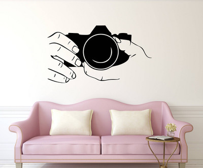 LANSTICK 114.3 cm CAMERA WITH HANDS HOLDING IT STICKER Self Adhesive Sticker(Pack of 1)