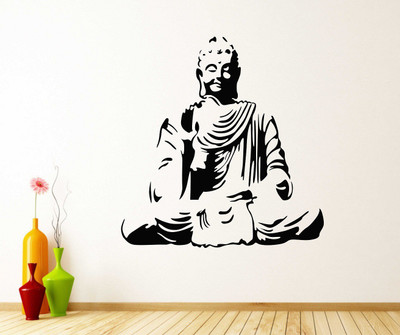WALLDECORS 60.96 cm BUDDHA MEDITATION IMAGE Self Adhesive Sticker(Pack of 1)