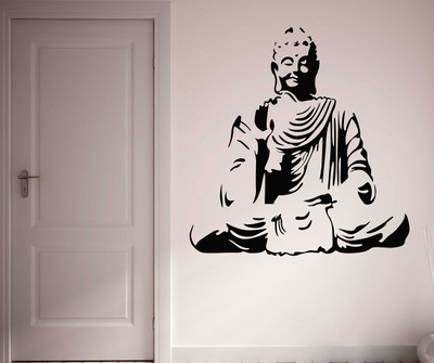 HAPPYSTICKY 55 cm Budha Removable Sticker(Pack of 1)