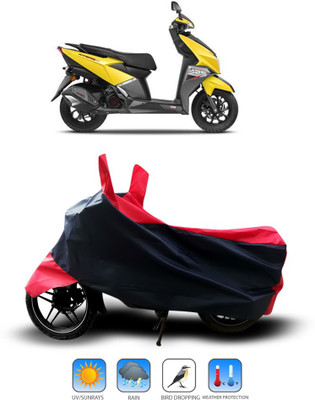 Shelterhub Enterprises Two Wheeler Cover for TVS(Black, Red)