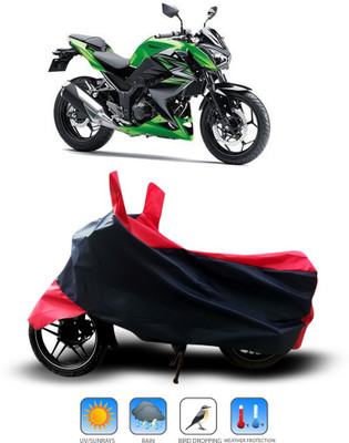 Shelterhub Enterprises Two Wheeler Cover for Kawasaki(Black, Red)