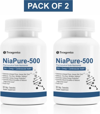 Trexgenics NiaPure-500 Niacinamide 500 mg Energy Production & Skin (60 Veg. Caps)(2 x 60 No)