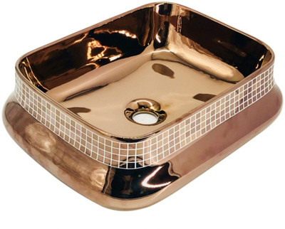 76% OFF on Tap & Tile Premium Quality Rose gold Color Imported Table Top wash Basin size 18.5x15x6 Glossy finish TMT168 Table Top Basin(Gold)