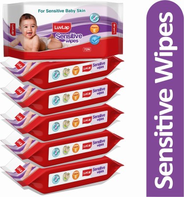LuvLap Baby Sensitive Wipes, Fragrance free, 72 Wipes/pack  (6 Wipes)