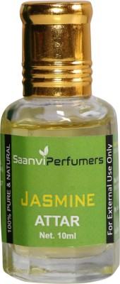 Saanvi perfumers Jasmine Attar 10ML For Unisex, Pure & Natural Real Long Lasting Fragrance (Non-Alcoholic) (Motia jasmine) Floral Attar(Motia/Jasmin)