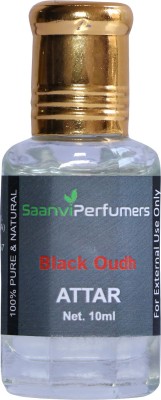 Saanvi perfumers Black Oudh Attar Perfume For Unisex, Real Long Lasting Light Fragrance (10ML) - Pure Natural & Premium Quality Floral Attar(Oud (agarwood))