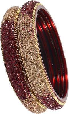 Zulka Get Your Traditions Glass Zircon Bangle(Pack of 2)