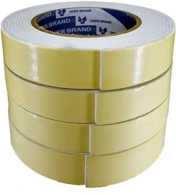 officekart double sided hand held cello tape (Manual)(Set of 4, Yellow)