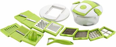 Maxigo 12 in 1 Fruit Cutter Vegetable Cutter Food Slicer Vegetable Chopper Mandoline Slicer Fruit Dicer Onion Chopper Cutter Veggie Spiralizer Zoodle Maker Potato Dicer Julienne Grater Salad Maker Vegetable & Fruit Chopper(1 chopper)