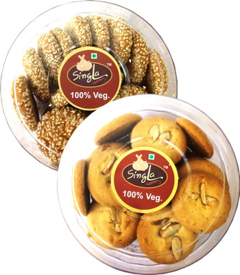 Singla Almonds cookies, Til Cookies biscuits combo box of 2 (2 * 300g) Cookies Biscuit(2 x 300 g)