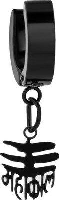 morir Religious Jewelry Black Lord Shiv Mahakal Mahadev Spiritual Charm Huggie Hinged Dangle Single Ear Stud Earring Piercing Jewelry For Mens/Boys (1 PC) Stainless Steel Huggie Earring