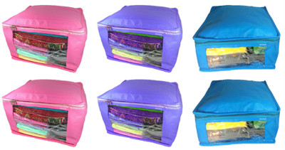 Little one High Quality Combo deal Large 2pc pink saree cover 2pc blue sari cover and 2pc purple saree box Capacity 10-15 Units Saree/Blouse Each(Pink, Purple, Blue)