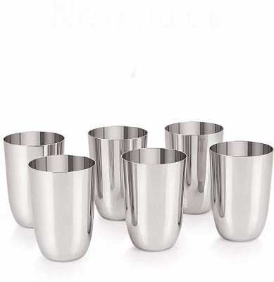 NEELAM (Pack of 6) SGNJ007P_Set of 6 Glass Set Water/Juice Glass(300 ml, Steel, Silver)