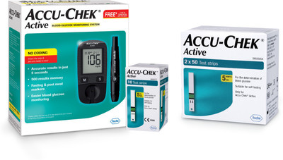 ACCU-CHEK Active Meter With 110 Strips Glucometer(Black)