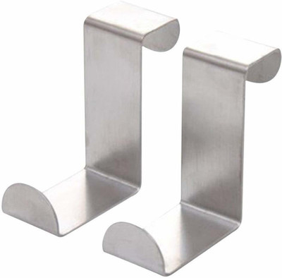 Getko With Device Over Door Hook Stainless Steel Self Home Kitchen Cabinet Cloths Hanger Organizer Holder Hanging Coat Hooks Hook 2(Pack of 2)