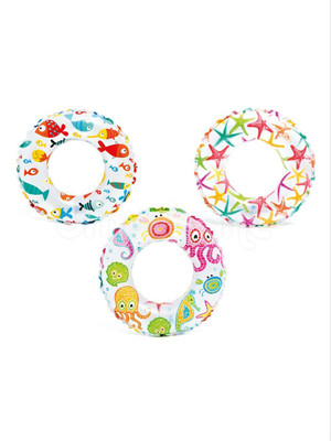 INTEX Lively Print 20 inch Swim Ring, Multi Color - 59241 - Combo of 3 Inflatable Pool Accessory(Multicolor)