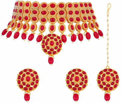 CATALYST Brass Gold-plated Red, White Jewellery Set(Pack of 1)