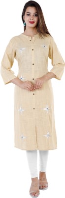 SAVIMA FASHION Women Embroidered Straight Kurta(Beige)