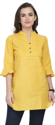 Aarsha Women Solid Straight Kurta(Yellow)