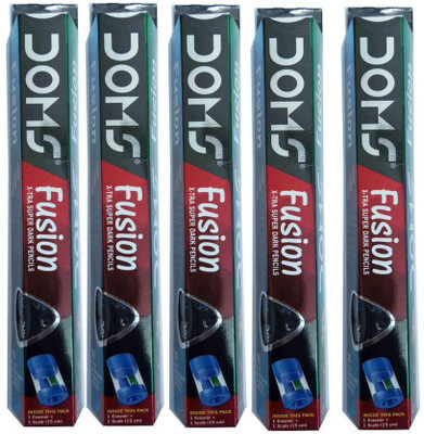 DOMS 50 FUSION EXTRA SUPER DARK PENCILS(1 SCALE +1 SHARPENER IN BOX) Pencil(Set of 5, Black)