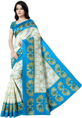 Vivostav Designer Printed Kanjivaram Art Silk Saree(Blue)