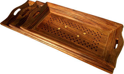 SRE Wooden Trey Set Tray Serving Set(Pack of 3)