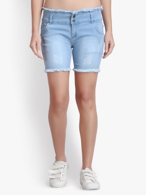 Perfect Outlet Solid Women Denim Light Blue Denim Shorts