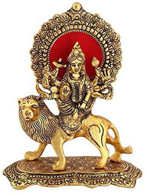 KridayKraft Durga maa sherowali mata Decorative Showpiece  -  20.3 cm(Aluminium, Gold)